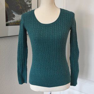 Eddie Bauer Teal Turquoise Ribbed Cotton Scoop Neck Sweater XS
